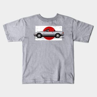 The roadster that started it all with japanese flag background Kids T-Shirt